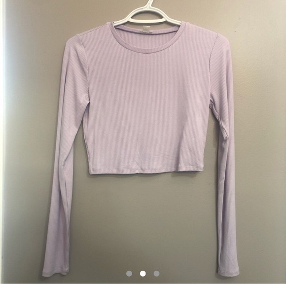Lilac long sleeve ribbed top - Picture 2 of 3